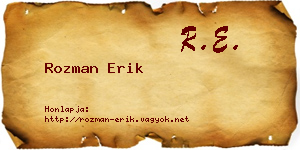 Rozman Erik névjegykártya
